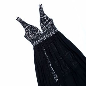 NWT Ark & Co Black Cream Lace Layered Maxi Dress